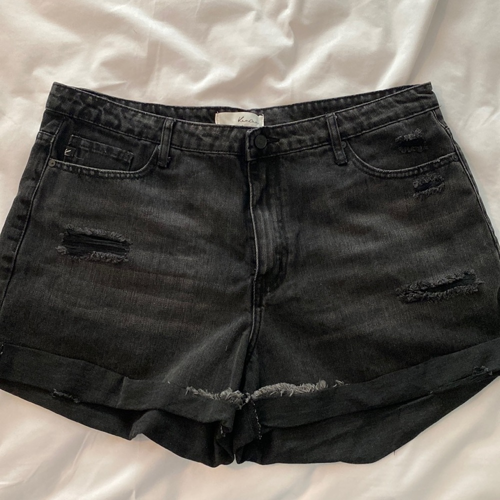 Kancan Distressed Black Denim Shorts Size 1XL